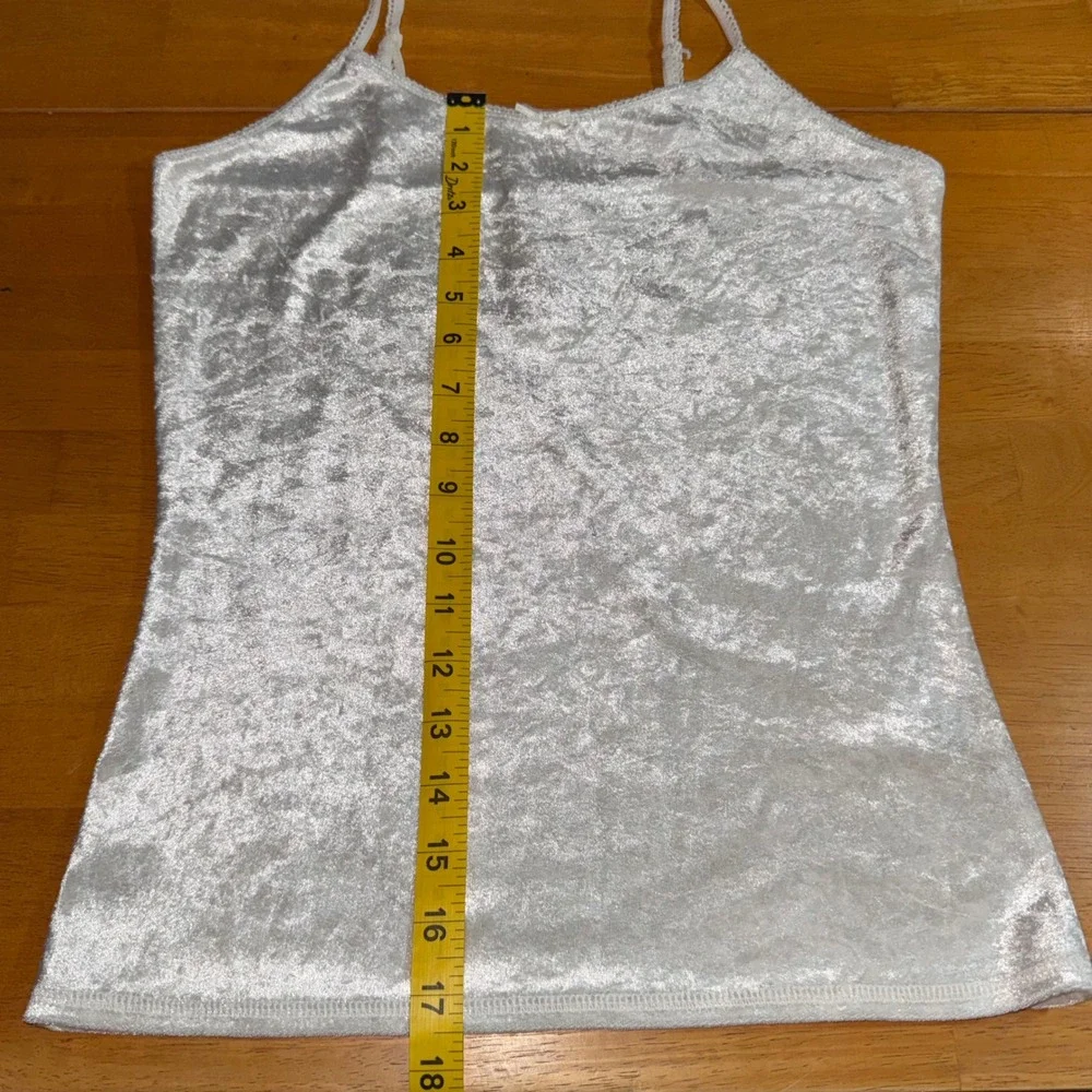Ivory Crushed Velvet Camisole Lace Trim Bow Vintage 90s M Canyon River Blues